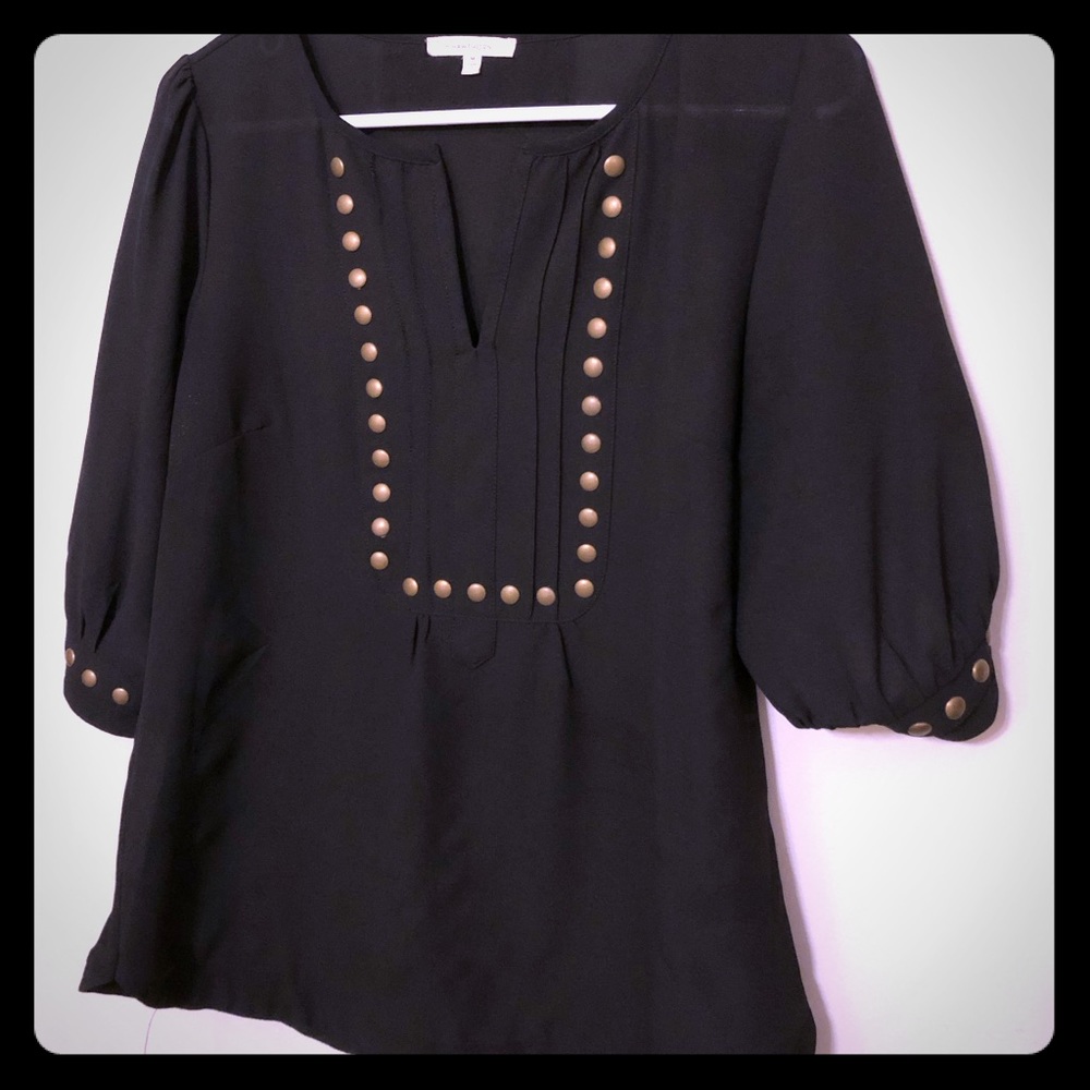 Black blouse with nailhead design